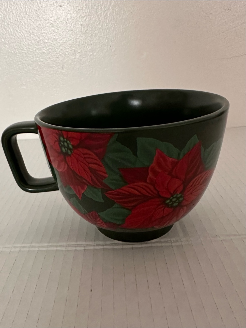 Starbucks Red Poinsettia Green Accent Holiday Coffee Cup